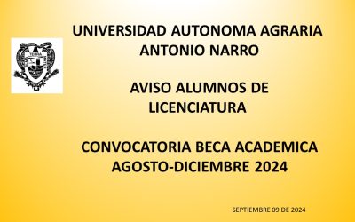 CONVOCATORIA BECA ACADEMICA. AGOSTO-DICIEMBRE DE 2024