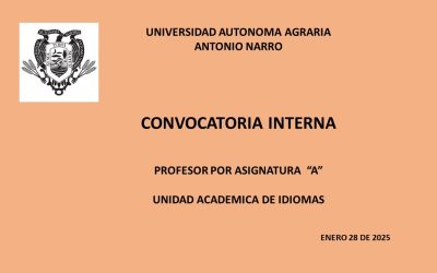 CONVOCATORIA INTERNA. PROFESOR POR ASIGNATURA «A».  UNIDAD ACADEMICA DE IDIOMAS