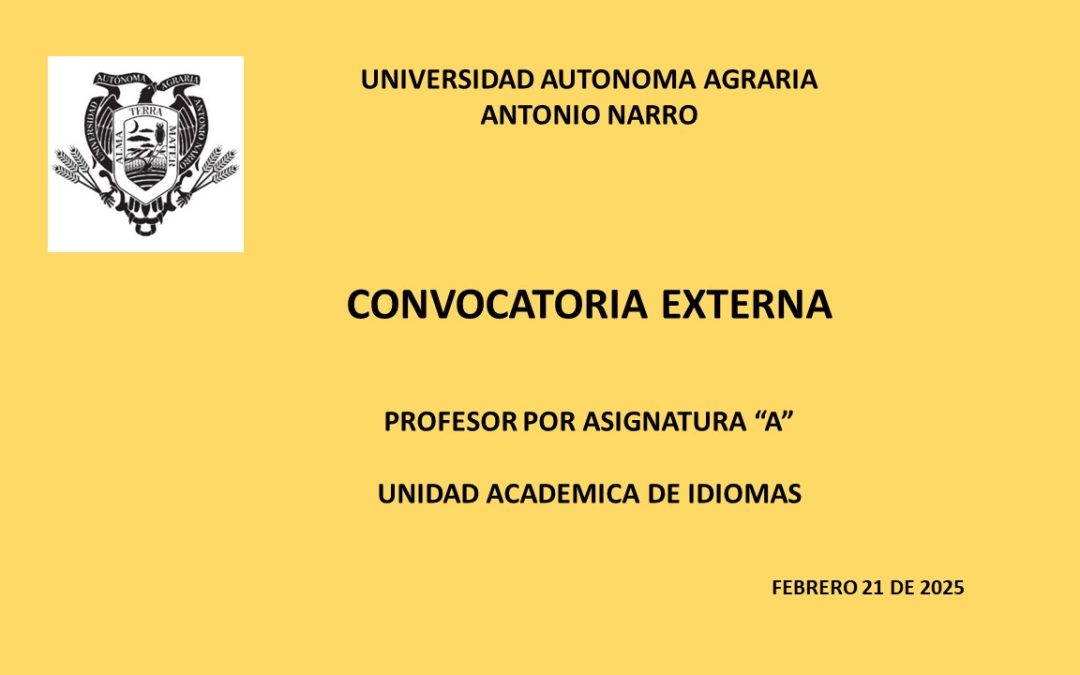 CONVOCATORIA EXTERNA. PROFESOR POR ASIGNATURA «A».  UNIDAD ACADEMICA DE IDIOMAS