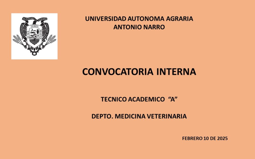 CONVOCATORIA INTERNA.  TECNICO ACADEMICO «A».  DEPTO MEDICINA VETERINARIA